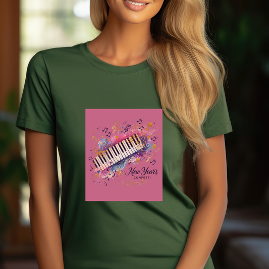 Piano Keys Confetti - Vibrant New Year T-shirt