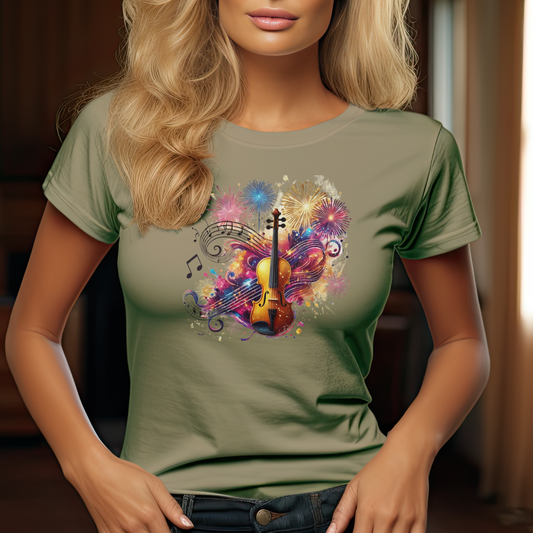 Violin Vibes - Musical Fireworks New Year Celebration T-shirt