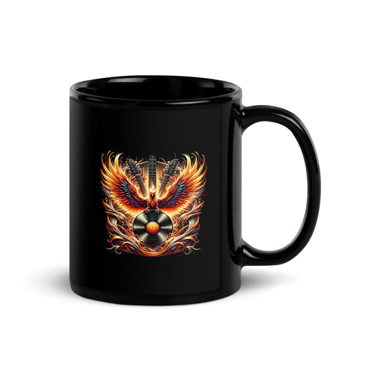 Guitar Eagle Flame Black Mug