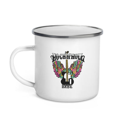 Rock and Roll Babe Wings Enamel Mug