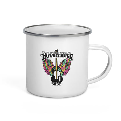 Rock and Roll Babe Wings Enamel Mug