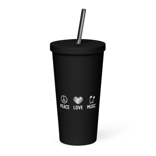 Peace Love Music Insulated Tumbler with Straw