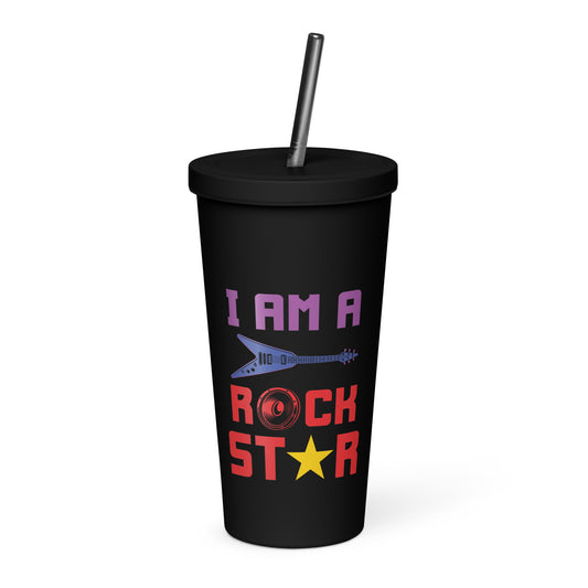 I Am Rockstar Insulated Tumbler with Straw