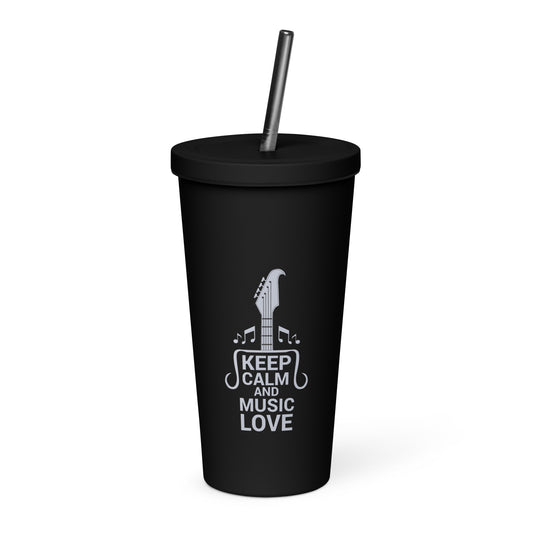 Keep Calm and Music Love Insulated Tumbler with Straw