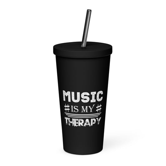 Music Is My Therapy Insulated Tumbler with Straw