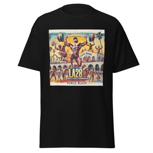 LA28 - Vibrant Muscle Beach Championship - Venice Beach Men's Competition | Southern California Art T-shirt