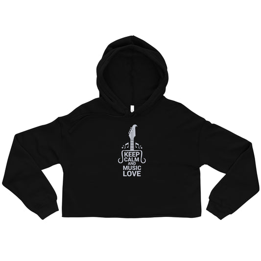 Keep Calm and Music Love Crop Hoodie