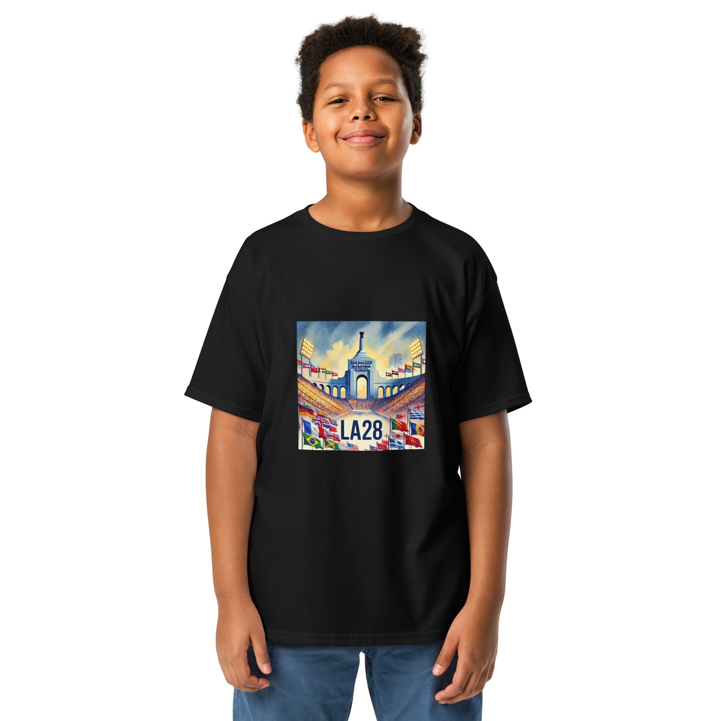 Flags of Nations at Los Angeles Memorial Coliseum LA28 Youth T-shirt